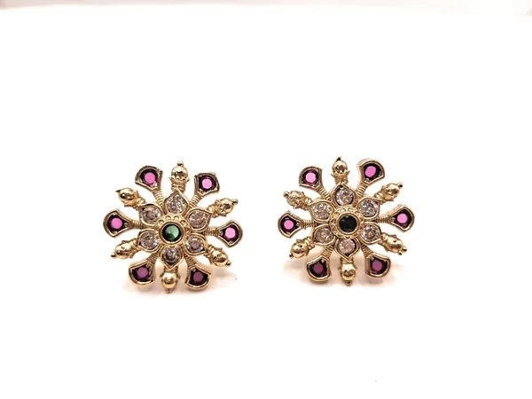 Ruby_And_Green_Alloy_And_Gold_Plated_Premium_Stud_Earrings_For_Women