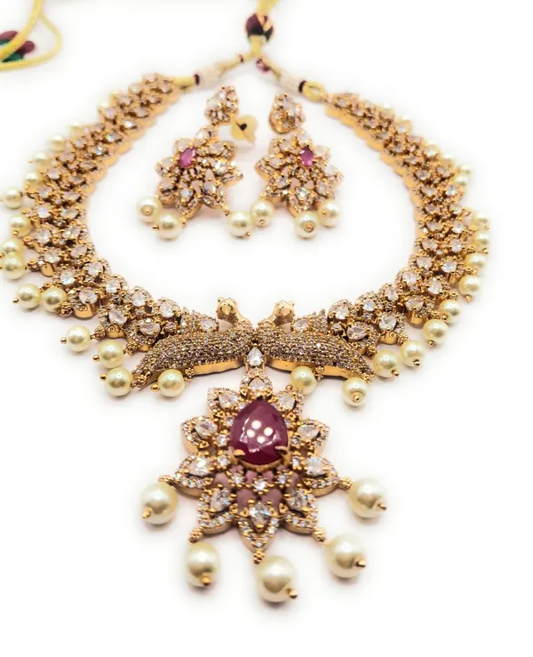 White_And_Red_Alloy_And_Gold_Plated_And_American_Diamond_And_Artificial_Stones_Premium_Jewellery_Set_For_Women
