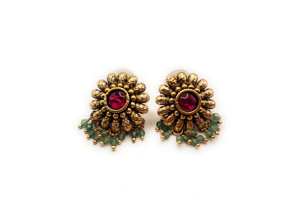 Red_And_Green_And_Gold_Alloy_And_Gold_Plated_Premium_Stud_Earrings_For_Women