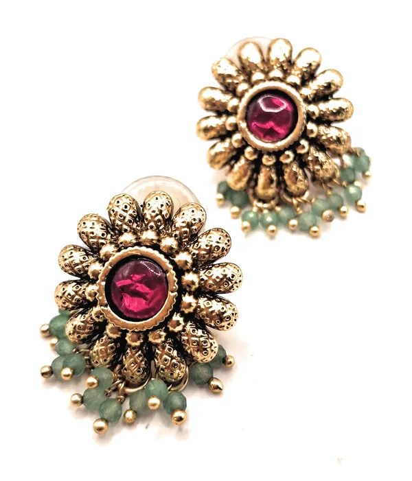 Red_And_Green_And_Gold_Alloy_And_Gold_Plated_Premium_Stud_Earrings_For_Women