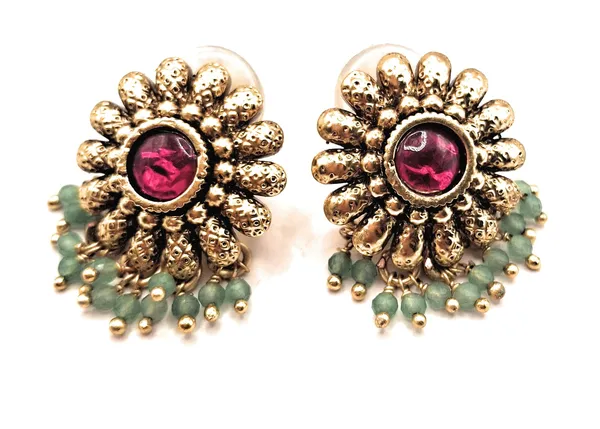 Red_And_Green_And_Gold_Alloy_And_Gold_Plated_Premium_Stud_Earrings_For_Women