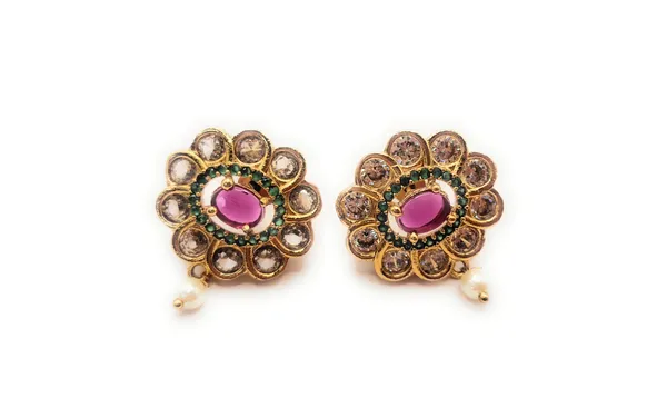 Red_And_Green_And_White_Alloy_And_Gold_Plated_Premium_Stud_Earrings_For_Women
