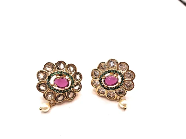Red_And_Green_And_White_Alloy_And_Gold_Plated_Premium_Stud_Earrings_For_Women