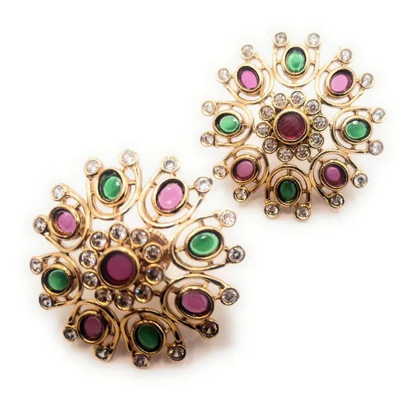 Red_And_Green_And_White_Alloy_And_Gold_Plated_Premium_Stud_Earrings_For_Women