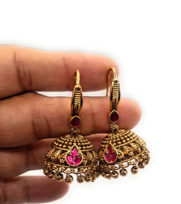 Gold_Polished_Alloy_And_Gold_Plated_Premium_Temple_Jhumka_For_Women