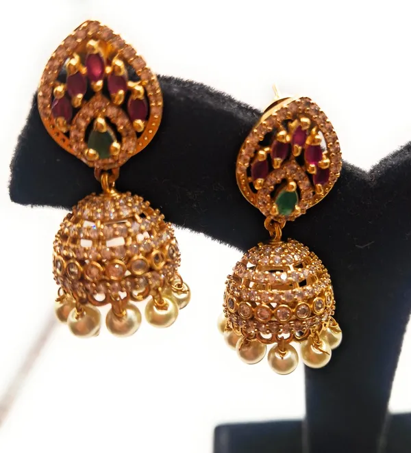 White_And_Pearl_Alloy_And_Gold_Plated_And_American_Diamond_And_Pearl_Premium_Jhumka_Earrings_For_Women