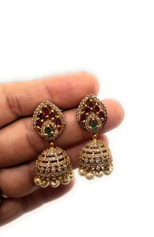 White_And_Pearl_Alloy_And_Gold_Plated_And_American_Diamond_And_Pearl_Premium_Jhumka_Earrings_For_Women