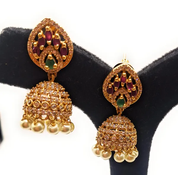 White_And_Pearl_Alloy_And_Gold_Plated_And_American_Diamond_And_Pearl_Premium_Jhumka_Earrings_For_Women