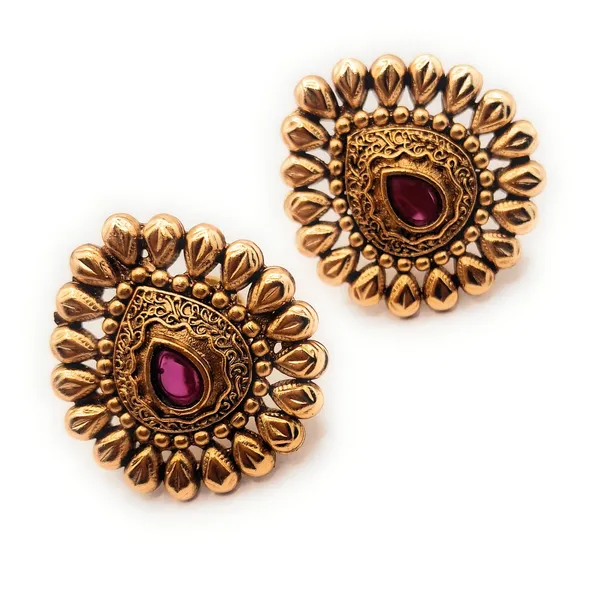 Gold_And_Ruby_Alloy_And_Gold_Plated_And_American_Diamond_Premium_Stud_Earrings_For_Women