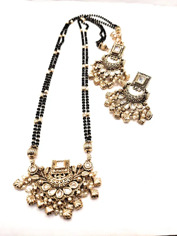 White_Alloy_And_Gold_Plated_And_Black_Beads_Premium_Mangalsutra_Set_For_Women
