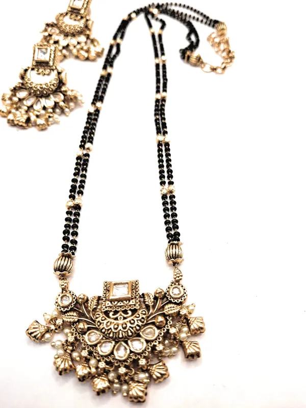 White_Alloy_And_Gold_Plated_And_Black_Beads_Premium_Mangalsutra_Set_For_Women