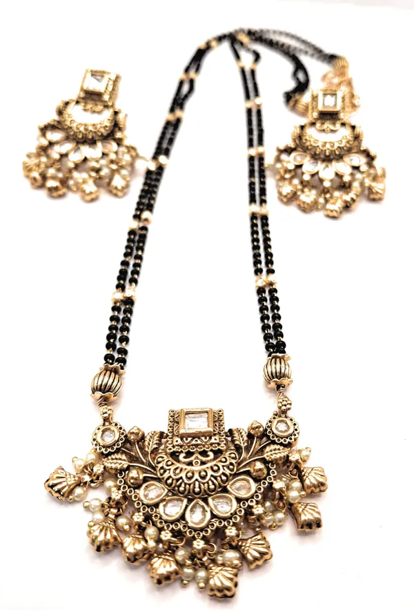 White_Alloy_And_Gold_Plated_And_Black_Beads_Premium_Mangalsutra_Set_For_Women