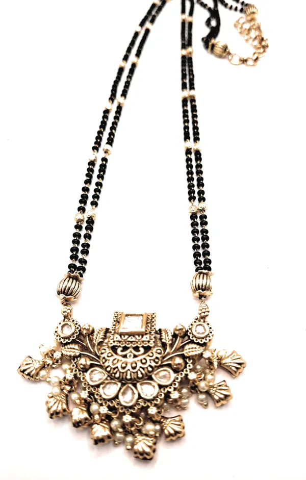 White_Alloy_And_Gold_Plated_And_Black_Beads_Premium_Mangalsutra_Set_For_Women