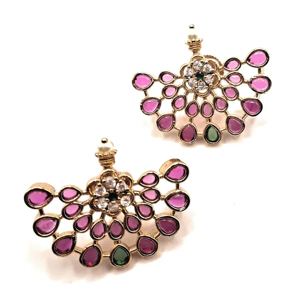 Red_And_Green_Alloy_And_Gold_Plated_Premium_Drop_Earrings_For_Women