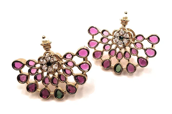 Red_And_Green_Alloy_And_Gold_Plated_Premium_Drop_Earrings_For_Women
