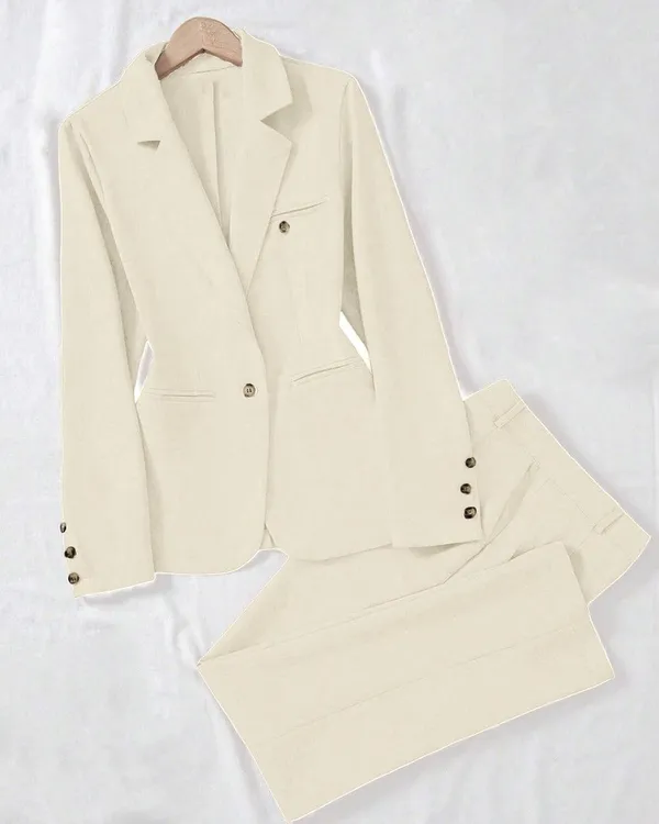 Cream_Polyester_Blend_Premium_Suit_Set_For_Women