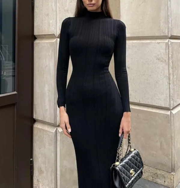 Black_Polyester_Blend_Premium_Maxi_Dress_For_Women