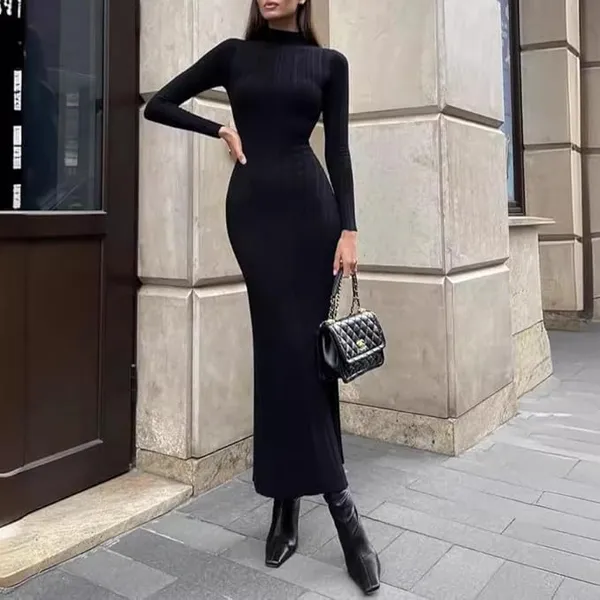 Black_Polyester_Blend_Premium_Maxi_Dress_For_Women