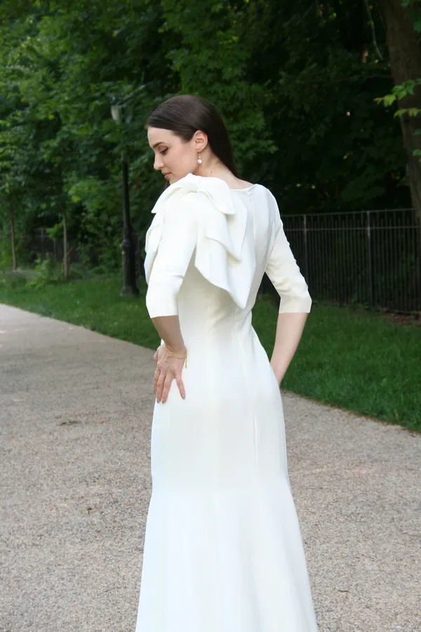 White_Polyester_Blend_Premium_Midi_Dress_For_Women