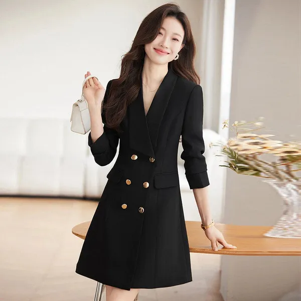 Black_Polyester_Blend_Premium_Blazer_Dress_For_Women