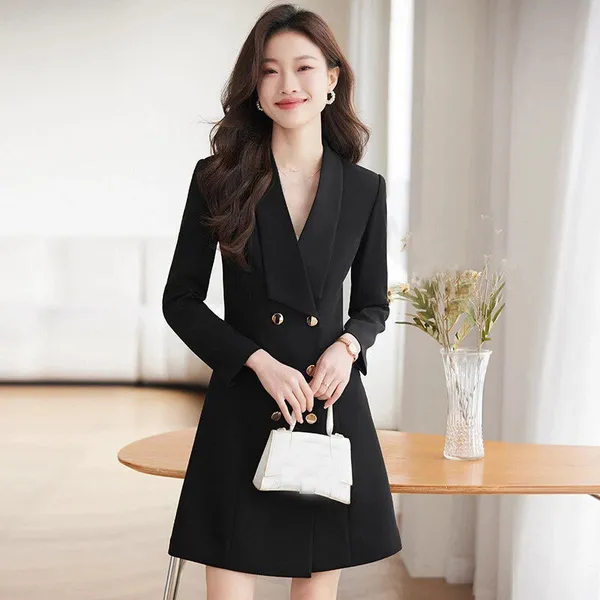Black_Polyester_Blend_Premium_Blazer_Dress_For_Women