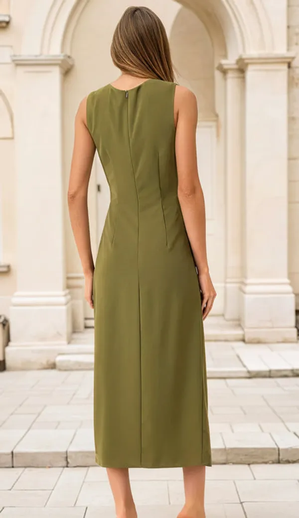 Olive_Green_Polyester_Blend_Premium_Midi_Dress_For_Women
