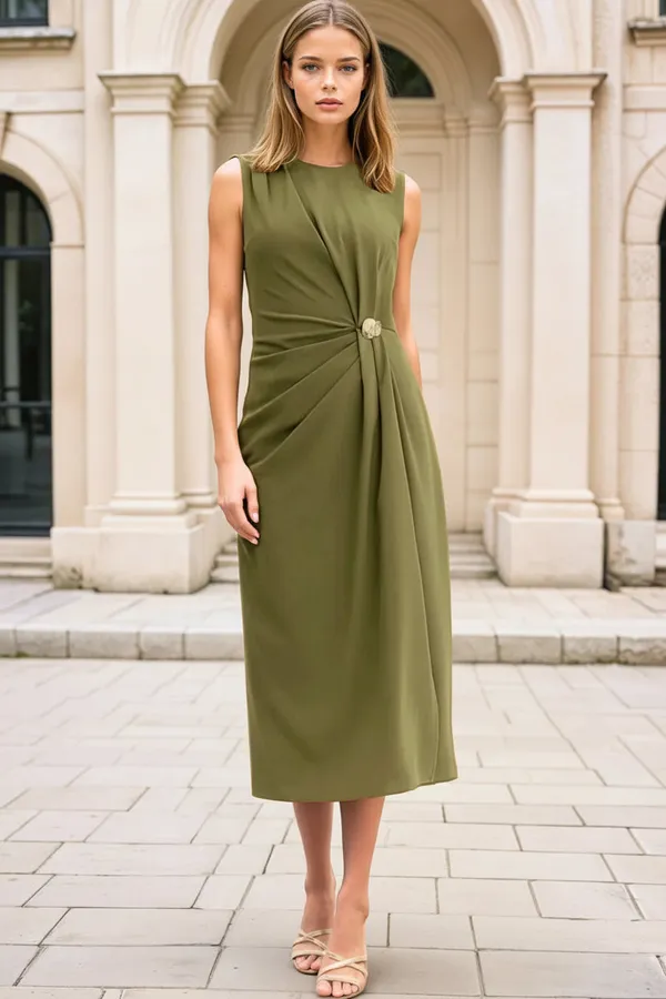 Olive_Green_Polyester_Blend_Premium_Midi_Dress_For_Women