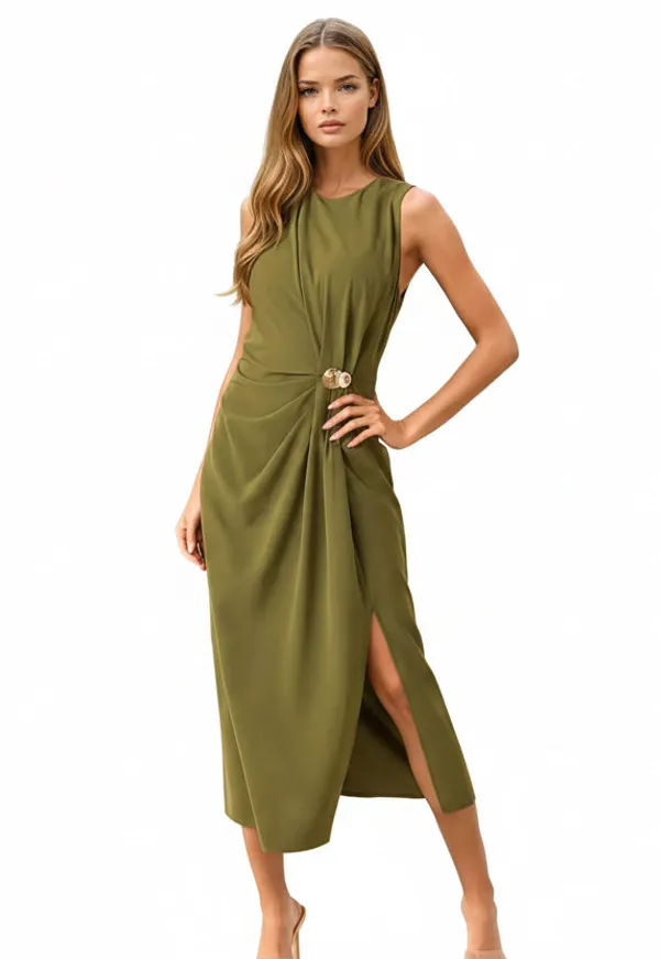 Olive_Green_Polyester_Blend_Premium_Midi_Dress_For_Women