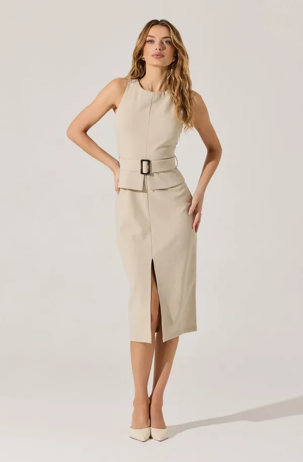 Beige_Polyester_Blend_Premium_Sheath_Dress_For_Women