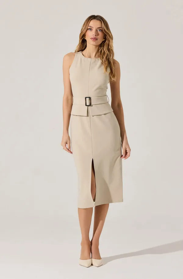 Beige_Polyester_Blend_Premium_Sheath_Dress_For_Women