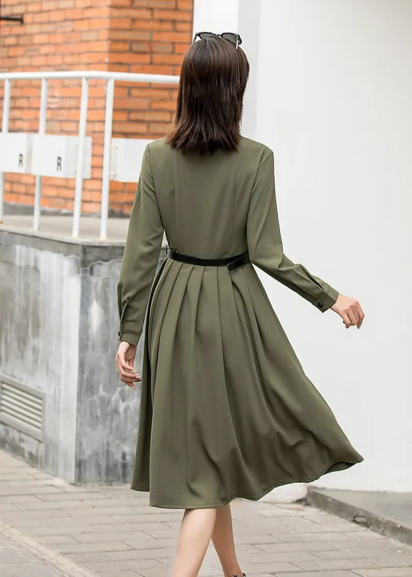 Olive_Green_Cotton_Blend_Premium_Dress_For_Women