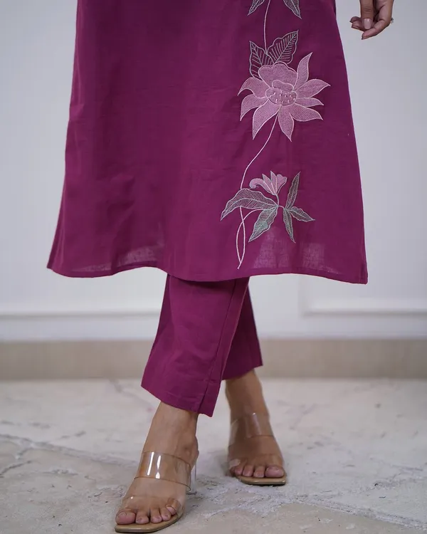 Purple_Cotton_Blend_Premium_Kurta_Set_For_Women