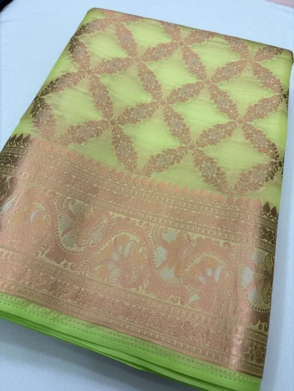 Pista_Green_Silk_Viskos_Cross_Design_Saree_For_Women