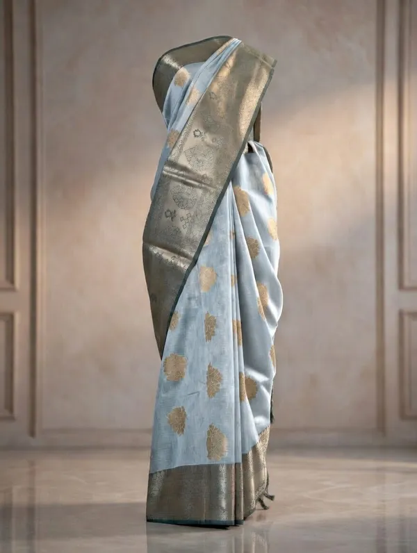Light_Blue_And_Green__Cotton_Manali_Buta_Design_Saree_For_Women