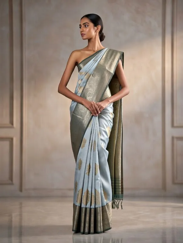 Light_Blue_And_Green__Cotton_Manali_Buta_Design_Saree_For_Women