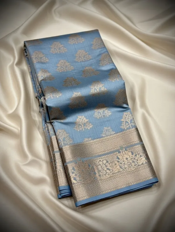 Grey_Silk_Viskos_Tree_Boota_Saree_For_Women