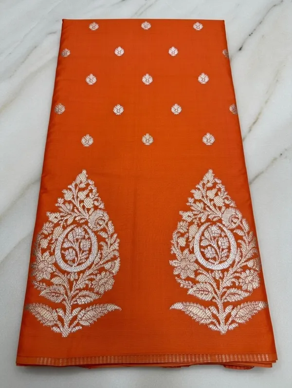 Orange_Silk_Hand_Kataan_Design_Saree_For_Women