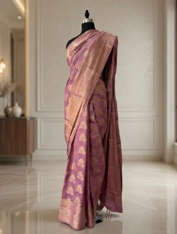 Pink_Silk_Viskos_Tree_Boota_Saree_For_Women