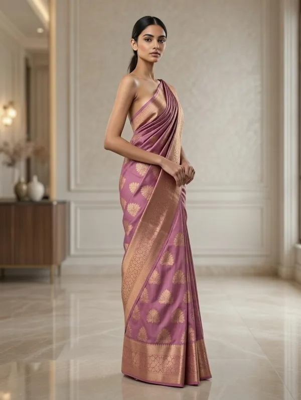 Pink_Silk_Viskos_Tree_Boota_Saree_For_Women