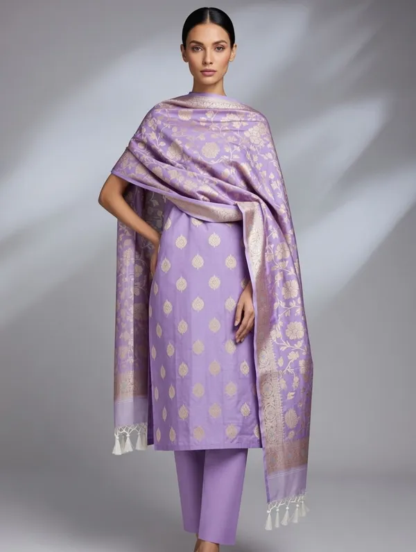 Mauve_Silk_Boota_Kurti_And_Jaal_Design_On_Dupatta_Unstitched_Suit_For_Women