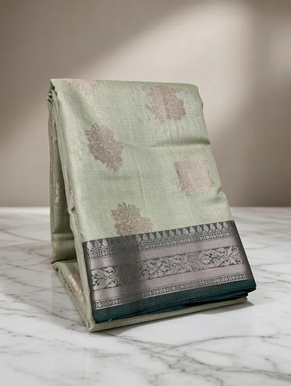 Light_Green_And_Green__Cotton_Manali_Buta_Design_Saree_For_Women