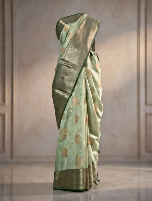 Light_Green_And_Green__Cotton_Manali_Buta_Design_Saree_For_Women