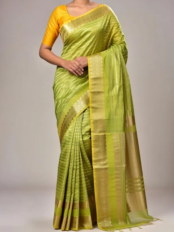 Green_Cotton_Silk_Kavika_Lining_Design_Saree_For_Women