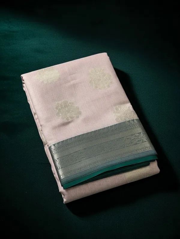Baby_Pink_And_Green__Cotton_Manali_Buta_Design_Saree_For_Women
