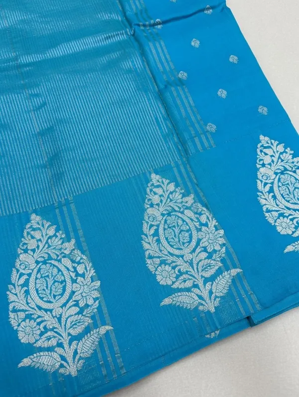 Blue_Silk_Hand_Kataan_Design_Saree_For_Women