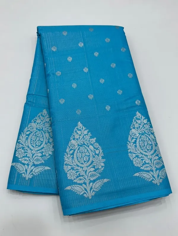 Blue_Silk_Hand_Kataan_Design_Saree_For_Women