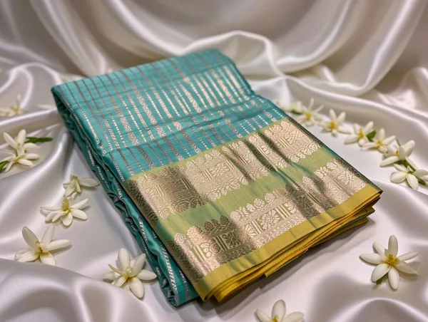 Teal_Cotton_Silk_Kavika_Lining_Design_Saree_For_Women