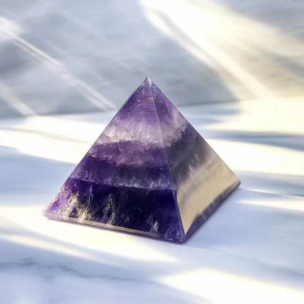 Shades_Of_Purple_And_White_Amethyst_Crystal_Stone_Pyramid_For_Provides_Psychic_Protection_And_Clears_Negative_Energy,Enhances_Meditation_And_Spiritual_Practices