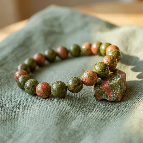 Green_And_Pink_Unakite_Crystal_Stone_Bracelet_For_Helps_You_Release_Negativity,_Cultivate_Emotional_Resilience,_And_Encourage_Personal_Growth