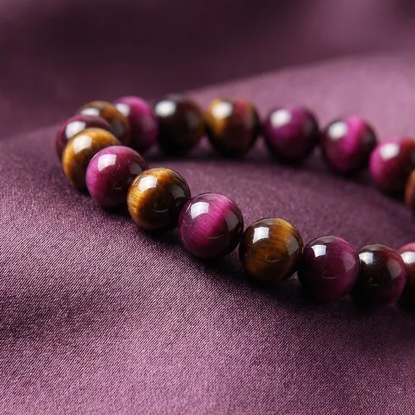 Black_And_Dark_Pink_Tiger'S_Eye_Crystal_Stone_Bracelet_